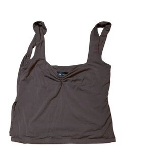 White‎ fox crop tank Sleeveless top brown